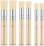 Outus 6 Pieces Wooden Stencil Brushes Pure Natural Stencil Brushes Painting Bristle Brushes for Acrylic Oil Watercolor Art Painting Stencil Project DIY Crafts, 3 Sizes