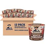 Quaker Instant Oatmeal Express Cups, Maple Brown Sugar, Breakfast Cereal (Pack of 12)