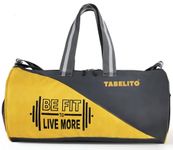 Tabelito Polyester Fit-Go Duffle Bag Sports Travel Gym Bag 30 Litre Water-Resistant Shoulder Strap Bags for Men & Women (Yellow), 46 x 23 x 23 Centimeters