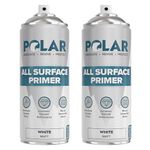 Polar All Surface Primer Spray Paint - 2 x 400ml, Matt White - Quick Drying Undercoat - Easy Spray Primer with Strong Adhesion - For Interior & Exterior Surfaces