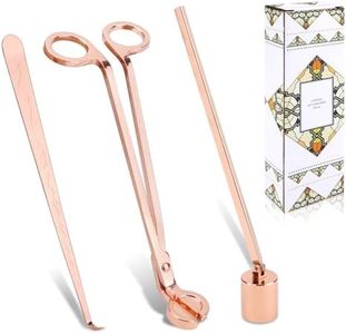 SHAIDOJIO 3 in 1 Candle Accessory Set, Rose Gold Candle Care Kit Include Stainless Steel Candle Wick Trimmer, Candle Snuffer, Wick Dipper with Gift Package for Candle Lover