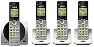 VTech DECT 6.0 Four Handset Cordless Phones with Caller ID, Backlit Keypads and Screens, Full Duplex Handset Speakerphones, Call Block Silver/Black - CS6919-4