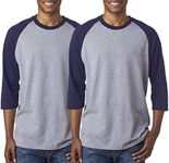 Gildan Men's Raglan Baseball Tees (Pack of 2), S, White Navy