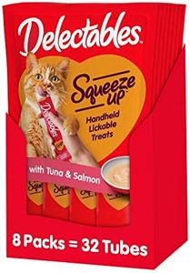 Hartz Delectables Squeeze Up Interactive Lickable Wet Cat Treats for Adult & Senior Cats, Tuna & Salmon, 4 Count(Pack of 8)