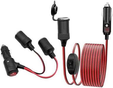 Hoembpn 2m Rallonge Prise Allume Cigare 12V-24V avec Interrupteur de Voiture 17AWG Câble D'extension Femelle, Double Prise Allume Cigare de 1 Male a 2 Femelle Cable Fusible 15A pour Bateau Camion Moto