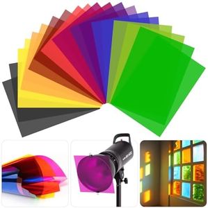SAMNISOO 20 Pcs Color Correction Gel Light Filter, Transparency Film Plastic Sheets Colored Overlays Color Lighting Gel Filter, 10 Colors A4 Size