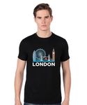 POP GENIC Graphic Printed London City Quotes Slogan 100% Cotton Regular Fit Unisex T-Shirt for Men & Women PG124 Black