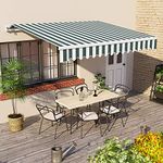 Greenbay 3.5 x 2.5m Manual Awning Garden Patio Canopy Sun Shade Shelter Retractable Green-White