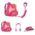 JIANBAO Dinosaur Toddler Backpacks with Leashes Anti Lost Wrist Link for 1.5 to 3 Years Kids Girls Boys Safety (Dinosaur, Pink)