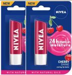 NIVEA Cherry Fruity Shine Lip Balm Cherry,4.8 g (Pack of 2)