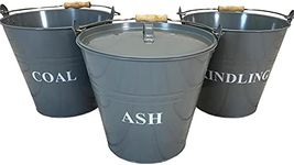 Large 12 Litre Capacity Fireside Bucket Collection Ash, Coal And Kindling in French Grey