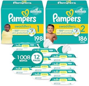 Pampers Baby Diapers and Wipes Starter Kit, Swaddlers Disposable Sizes 1 (198 Count) & 2 (186 Count) with Sensitive Water Based 12X Multi Pack Pop-Top Refill (1008 Count)