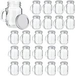 Juvale 24 Pack 4 oz Mason Jars with Lids, Mini Glass Jars with Metal Lids and Handles for Arts and Crafts, DIY Projects