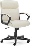 OLIXIS Executive Office Chair with Padded Armrests Adjustable Height, 360-Degree Swivel, Lumbar Support, PU Leather, White