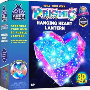 PURPLE LADYBUG PRISMIC Make Your Own Lantern Heart 3D Light - Girls Arts and Crafts Ages 8-12, Gifts for 9 10 11 12 Year Old Girls Birthday Christmas Gifts for Teens, Valentines Day Gifts for Teens