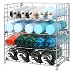 X-cosrack Adjustable Water Bottle Organizer,4-Tier Wall-Mounted Water Bottle Holder, Stackable Water Bottle Storage Rack for Kitchen Countertops,Pantry, Cabinet,Black(Patent Pending)