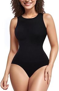 BRABIC Womens Bodysuit Shapewear for Tummy Control Seamless Sleeveless Tank Tops Body Shaper, Black Sleeveless, Small