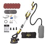 CUBEWAY Drywall Plaster Sander, 750W Electric Drywall Sander with Vacuum Auto Dust Collection, 6.5A Motor Dustless Power Wall Sander 7 Variable Speed 900-1800RPM, LED Light with 20 PCS Sanding Discs