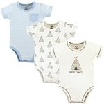 Touched by Nature Unisex Baby Organic Cotton Bodysuits, Teepee 3Pk, 0-3 Months (3M)