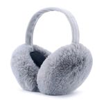 Airmoon Ear Muffs for Women - Winter Ear Warmers - Soft & Warm Cable Knit Furry Fleece Earmuffs - Ear Covers for Cold Weather (grey)