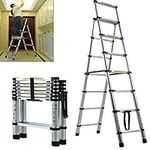 6+7 Steps Ladder, Telescoping Ladder Folding Step Ladder, Aluminum Lightweight Portable Collapsible Ladder, 330 LBS Capacity Multi-Use Ladders for Home&Kitchen(2+2.3m)