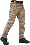 TACVASEN Mens Hiking Cargo Pants Military Pants Men Adventure Pants Windproof Hunting Pants Quick-Dry Outdoor Trousers Waterproof Tactical Pants Khaki