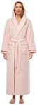 Arus Women's Hooded Classic Full Length Bathrobe Turkish Cotton Ankle Long Robe, Pink With Purple, Small-Medium