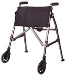 Stander EZ Fold-N-Go Walker Micro, Lightweight Folding Walker for Short Seniors with Swivel Wheels, Black Walnut (Eligible for VAT Relief in The UK)