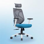 Vergo Transform Ergonomic High Back Premium Mesh Office Chair | Lumbar Support, Adjustable Armrests, Multi Lock Synchro Mechanism, Metal Base | Home Office Desk Chair, 3 Years Warranty (Teal White)