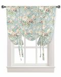 Floral Tie Up Curtains for Window, Thermal Insulted Balloon Shade Adjustable Rod Pocket Curtains Valance Panels for Kitchen Bathroom Café 42 x 45 Rustic Vintage Botanical Spring Shabby Chic Plant