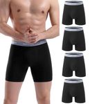 wirarpa Men's Underwear Cotton Boxer Briefs Open Fly Tagless Underpants for Men 4 Pack Black Medium