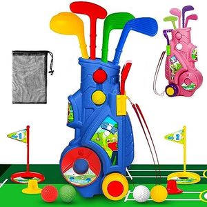 GMAOPHY Toddler Golf Set - Kids Golf Clubs with 6 Balls, 4 Golf Sticks, 2 Practice Holes and a Putting Mat - Promotes Physical & Mental Development - Toys for 2 3 4 5 Year Old Boys