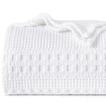 PHF 100% Cotton Waffle Weave Blanket, King Size Soft Breathable Bed Blanket for All Season, Perfect for Layering Couch Bed Sofa(108"x90", King Size, White)