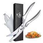 TIVOLI Poultry Shears Heavy Duty Stainless Steel Kitchen Scissors for Chicken Bone Meat Fish Seafood Vegetables All Metal Spring-Loaded Kitchen Shears with Sheath