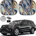 Autoamerics 2-Piece Windshield Sun Shade - Chrome Liquid Foldable Car Front Window Sunshade for Most Cars SUV Truck Heat Blocker Visor Protector Blocks Max UV Rays and Keeps Your Vehicle Cool - Medium