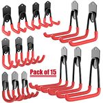 TORACK Garage Hooks, 15 Pack Garage Storage Hooks & Hangers, Heavy Duty Garage Tool Organizer Wall Mount for Ladders, Hoses and Bikes