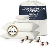 Sweave 100% Egyptian Cotton Percale Sheets Queen Size - Genuine Luxurious 400 Thread Count - Naturally Crisp, Breathable, Skin-Friendly & Cooling - Softer After Each Wash - Oeko-TEX Certified Giza