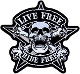 Ride Free Skull Biker Embroidered Iron On Patch Motorcycle Rock Skeleton Chopper Uniform Jacket Costume Racing Morale Gun Jean Jacket