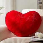 YRXRUS Heart Pillow, Red Heart Pillows, Love Pillow Gifts, 14X17 Inch Large Heart Shaped Pillows, Faux Rabbit Fur Coquette Room Decor Throw Pillows, Living, Bedroom, Indoor Outdoor