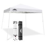 EAGLE PEAK 10x10 Slant Leg Pop-up Canopy Tent Easy One Person Setup Instant Outdoor Canopy Folding Shelter 10x10 Base 8x8 Top (White)