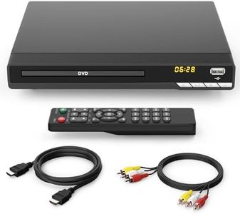 Wxjwyt 1080P HD DVD Player for TV with HDMI, Region Free, Compact Multi-Format CD/DVD/USB Player for Smart TV, Plays All Region DVDs & Multi-Format, HDMI/RCA Cables & Remote Included for Home TV