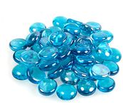 ZEINOO Blue Glass Gems Stones/Pebbles for Home & Garden Décor, Aquarium Décor, Vase Filler, Marble & Gravel Planted Substrate (Blue, 450 gm)