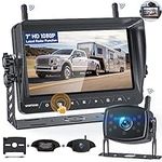 VASTEND M1 Pro Wireless Reversing Camera with Radar Function, 1080P HD Rear View Cam Split Screen 4 Channels Parking System with 7" Touch Key Monitor, Night Vision Reverse Cam Kit for Car, RV, Truck