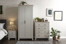 GFW - Lancaster 3 piece bedroom set - Wardrobe Chest of Drawers Bedside - Grey