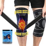 beister 1 Pair Knee Compression Sleeves with Adjustable Straps for Men & Women, Professional Knee Support Brace for Meniscus Tear, Arthritis, Sports Joint Pain Relief, Running, Basketball