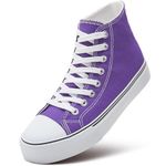 ZGR Womens High Top Canvas Sneakers,Lace-up Canvas Shoes,Casual Tennis Walking Shoes, Purple, 8