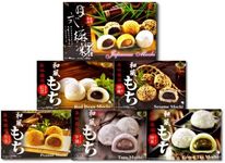 Japanese Rice Cake Mochi Daifuku – 6 Variety Pack 45 Count Mochi Red Bean, Sesame, Peanut, Taro, Green Tea, Mixed Assorted Flavor Sweet Desserts, Rice Cakes, Gift Unha’s Asian Snack (6 Flavor)