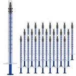 Shirune 100Pcs 1ml Syringes without Needle,1ml Plastic Syringes With Caps for Refilling and Measuring Liquids, Colostrum collection Kit,Pet Feeding ,Plant Watering, Individually Sealed (100Pcs), Blue