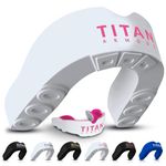 Titan Armour® Gum Shield w/Dual-Layer Technology | Adults & Junior Custom-Fit Mouth Guard | Case Inc | Boil & Bite Mouthguard: Boxing, Rugby, MMA, Hockey & All Contact Sports | UK Brand Age 11+ Pink