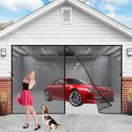 Magnetic Garage Screen Door 220x260 cm (993 Size) Double Hands Free Mesh Screen Door, DIY Retractable Garage Door Screen, Easy to Install, Black